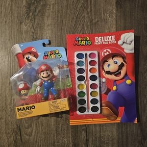 Super Mario Action Figure Set & Water Color Set.